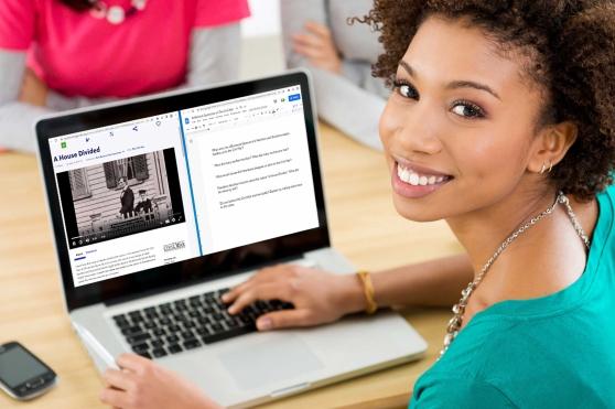 Girl sitting at computer